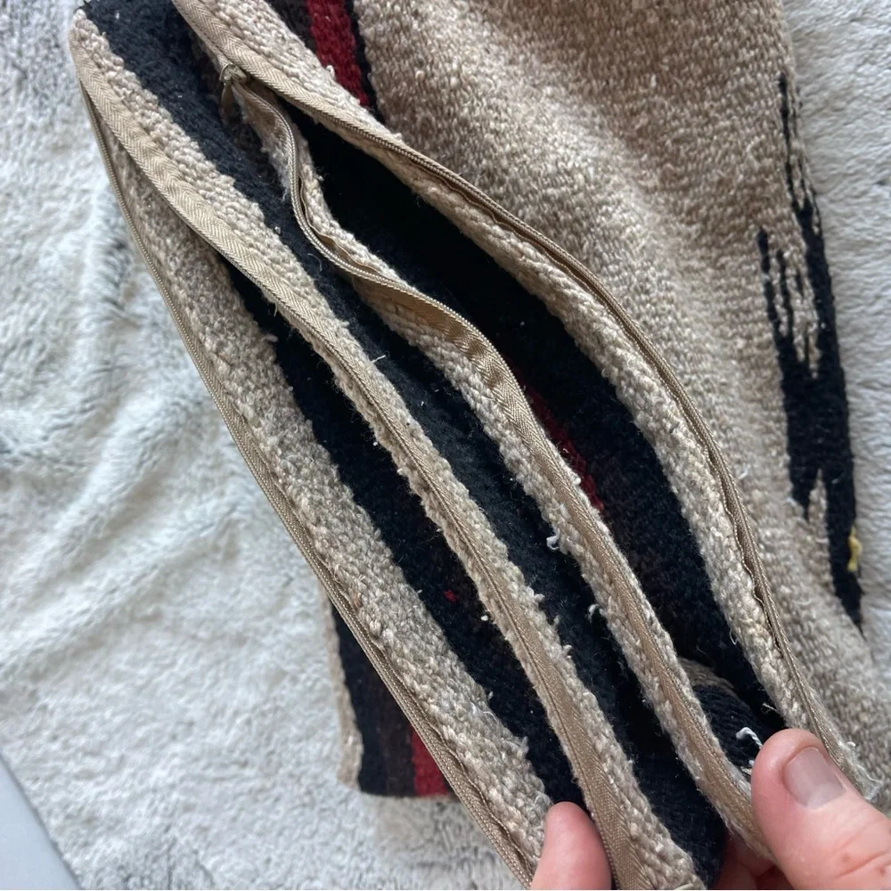 Handwoven Cream Southwestern Accent Rugs with Black and Red Stripe Set Of 2
